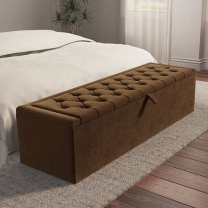 Madrid Ottoman Storage Box - Mocca Plush Velvet
