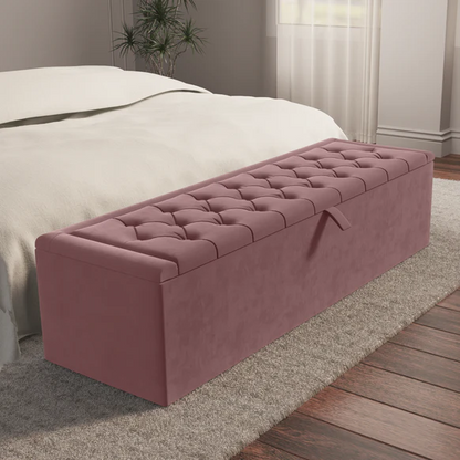 Madrid Ottoman Storage Box - Pink Plush Velvet