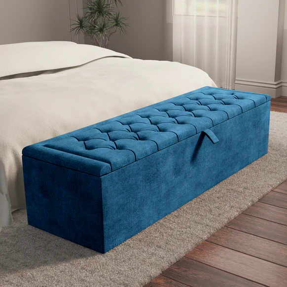 Madrid Ottoman Storage Box - Blue Coniston