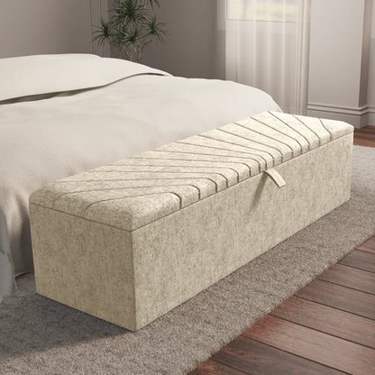 Sunrise Ottoman Storage Box - Cream Chenille