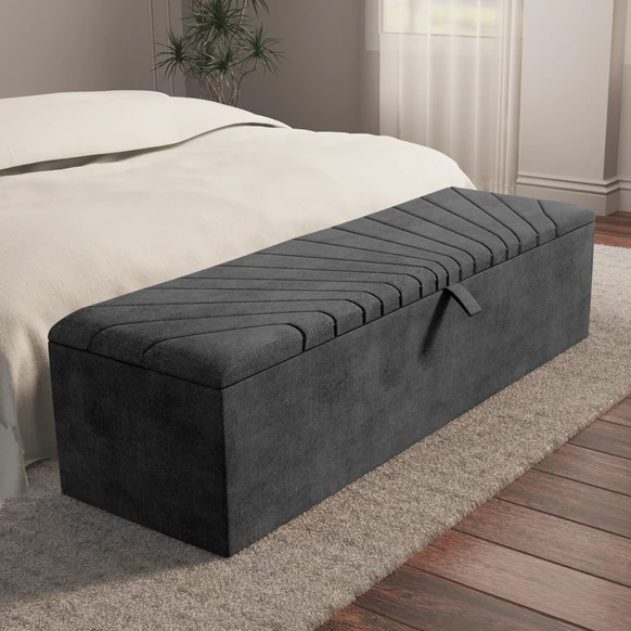 Sunrise Ottoman Storage Box - Charcoal Coniston