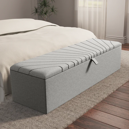 Sunrise Ottoman Storage Box - Silver Linoso