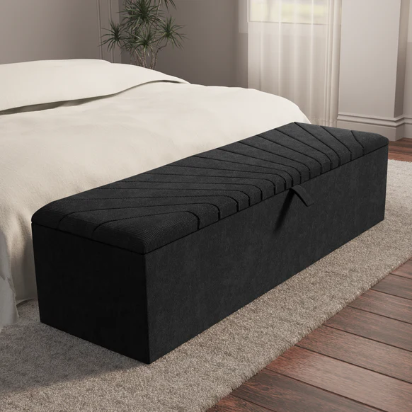 Sunrise Ottoman Storage Box - Black Naples