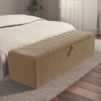 Sunrise Ottoman Storage Box - Mink Plush Velvet
