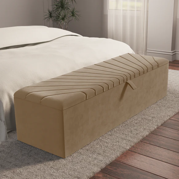 Sunrise Ottoman Storage Box - Mink Plush Velvet