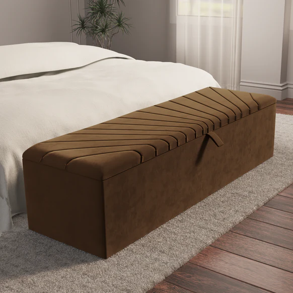 Sunrise Ottoman Storage Box - Mocca Plush Velvet