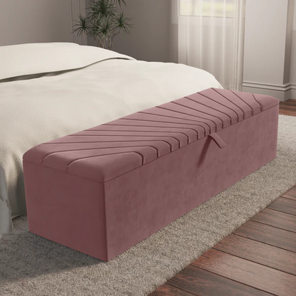 Sunrise Ottoman Storage Box - Pink Plush Velvet