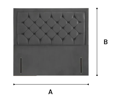 Panama Floor Standing Headboard - Mink Plush Velvet dimensions