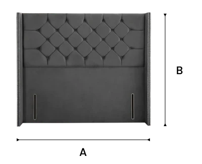 Paris Wingback Floor Standing Headboard - Black Plush Velvet dimensions